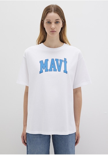 Mavi - Mavi Logo Baskılı Kadın Tişört 1600843-70000 - Beyaz