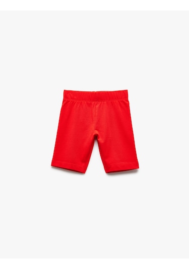 Koton Pamuklu Beli Lastikli Basic Kısa Tayt Kırmızı 5skg40056ak Kırmızı