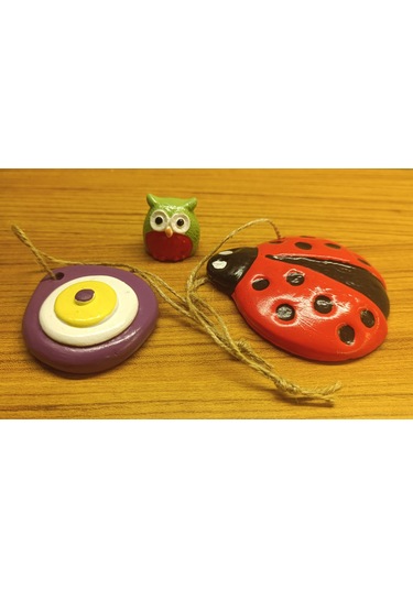 Artepieza El Yapımı Uğur Böceği, Baykuş Ve Nazar Boncuğu 3 Lü Dekoratif Set Şans, Bereket Ve Koruma Temalı 3 Adet