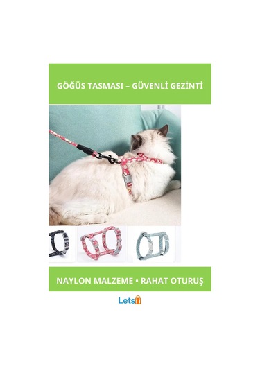 Dayanıklı Ayarlanabilir Kedi Gezdirme Göğüs Tasması