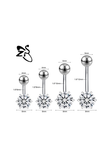 Zs 14g Paslanmaz Çelik Göbek Piercingi 6/8/10/12 Mm Cz Kristal Takı Blackantik Bronz Kaplama Antik Bronz Kaplama