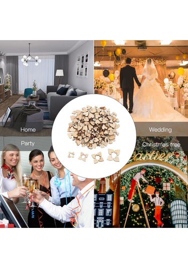 Xiyyadms 200 Adet Ahşap Kalp Dilimleri - Ev & Düğün Dekorasyonu, Boyama/m Yazma Uygun, Dayanıklı Boxwood Malzeme