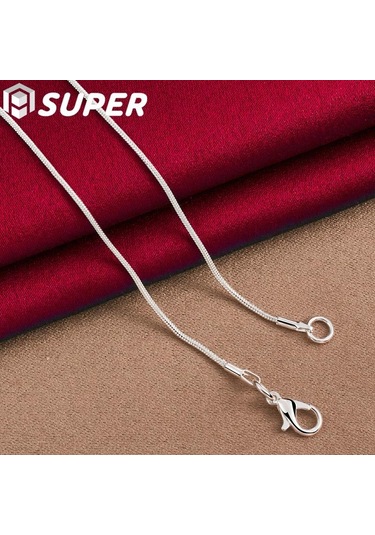 925 Ayar Gümüş Yılan Zincir Pürüzsüz Boncuk Kolye Kolye Takı