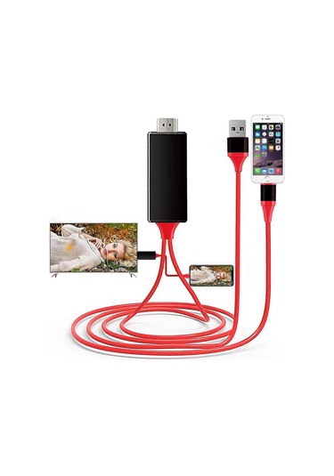Qingmipy İphone Ve İpad İçin Mhl Hdmı Kablosu - 1080p Hd Ekran Yansıtma, Ses-video Aktarımı, Kırmızı Renk