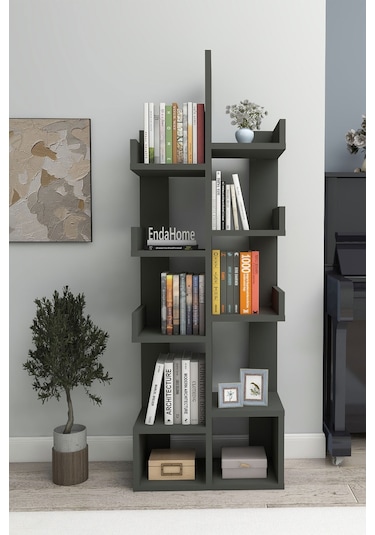 Gemini 10 Bölmeli Raflı Dekoratif Kitaplık Ofis Kitaplığı Dolap Evrak Rafı Ev Ofis Rafı - Antarist