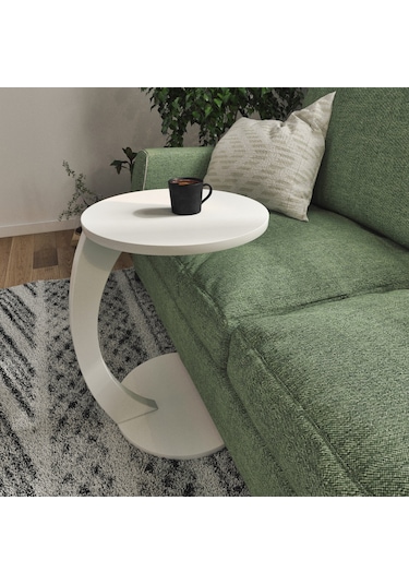 İntergo Tekerlekli C Yan Sehpa Beyaz