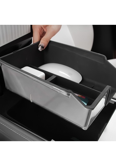 Mufunye Tesla Model 3 Y İçin Orta Konsol Düzenleyici Tepsi Araba Depolama Kutusu Yedeği, Siyah