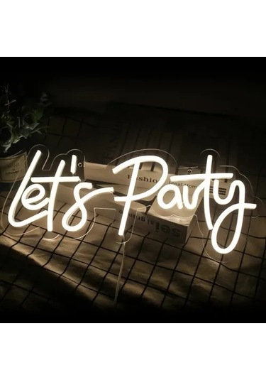Let's Party Neon Led Tabela Beyaz