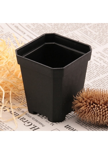 100 Adet Bitki Tek Kullanımlık Çiçek Saksısı Küçük Siyah Kare Kesme Fide Plastik Kare Saksı