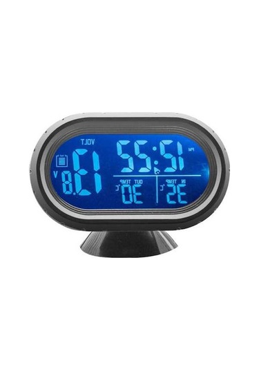 Novahub Arac İçin 3'lü Lcd Ekran: Saat, Termometre, Voltmetre - 12v/24v, Alarmlı - Dış Sıcaklık Ölçer 112 Karakter