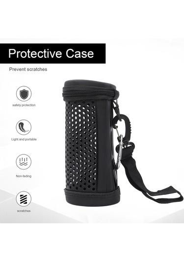 Konesam Jbl Flip5 İçin Siyah Eva+pu Deri Sabit Taşıma Kılıfı, Eldiven Kordonu Ve Dağcı Kanca İle, Delikli Ses Geçirimi Özelliği