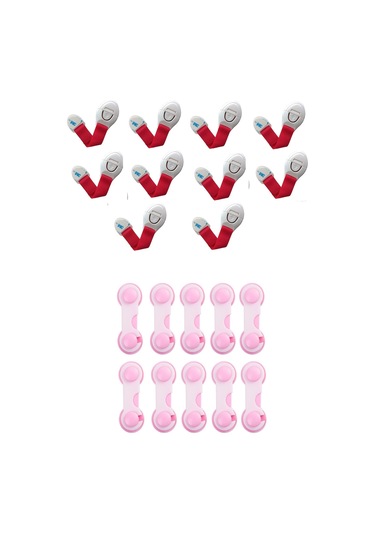 Demet Home Bebek Çocuk Güvenlik Seti Kapak Dolap Çekmece Kilidi 10+10 ADT Çok Renkli