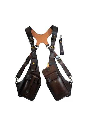 Wezone Klasik Deri Çene Çantası Unisex Dışarıda Kullanın Telefon Çantası Kahverengi Renk