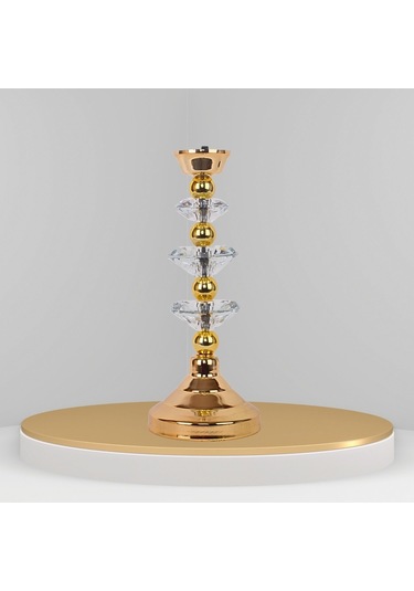 Dekovien Modern Gold Kristal Ayak Abajur Gold Renk Şapka Atena Mo Diğer