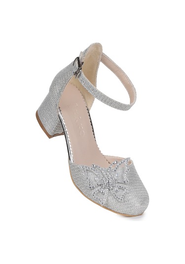 Kiko Kids Zete Kum Simli Kız Çocuk 4 Cm Topuklu Abiye Ayakkabı Gümüş GÜMÜŞ