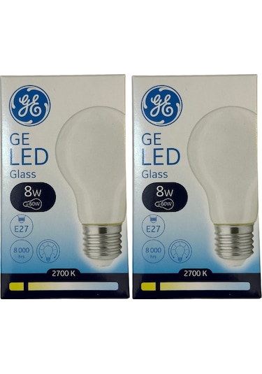 General Electric 8w 2700k Sarı Işık E27 Duylu Led Cam Ampul 2 Adet