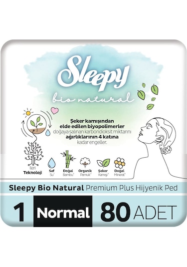 Sleepy Bio Natural Premium Plus Günlük Ped Normal 80 Adet
