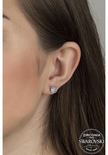 Union Swarovski Zirconia Kadın 1.68 Karat Tektaş Gümüş Küpe