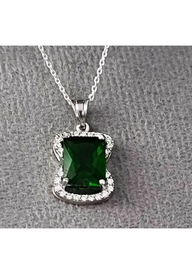 Lilahgümüştr Gümüş Baget Taşlı Kolye