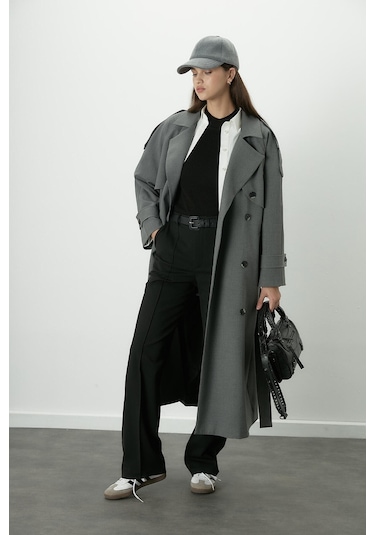 Manuka Premium Oversize Trençkot Gri