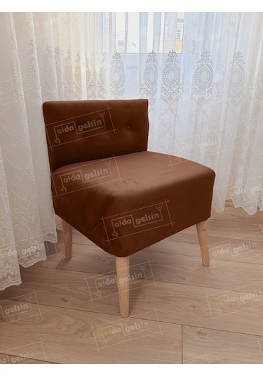 Ultra Lüks Ahşap Ayak Alda Lokum Puf Kahve