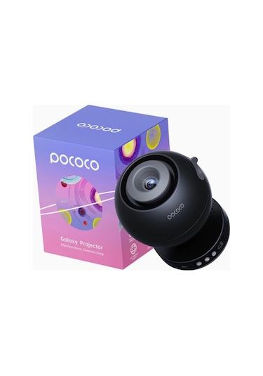 Pococo Yıldızlı Gökyüzü Projektörü Çocuk Gece Lambası, 2 Disk, A+++ Siyah