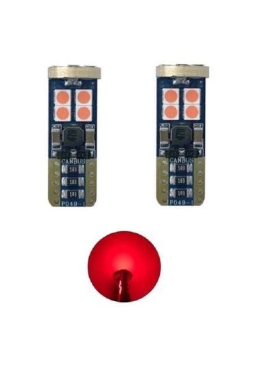 12 Led T10 Park Plaka İç Aydınlatma Ampulü Kırmızı