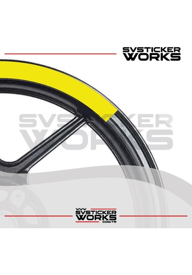Motosiklet Jant Şeridi Jant Sticker Yarım Kaplama Daire 17-18 İnch Jant Motor Uyumlu Sarı