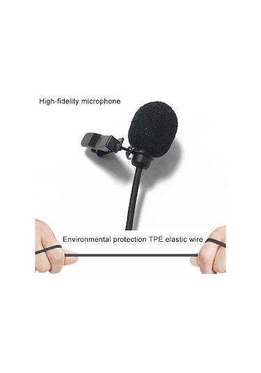 Sony D11 D21 3.5mm Kablosuz Yaka Mikrofonu Kamera Klipsi Yaka Mikrofon Siyah