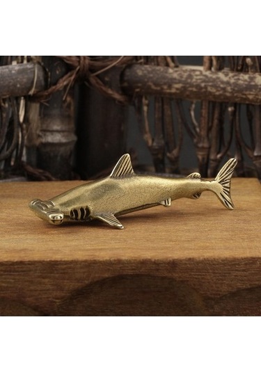 Lijinxu Pirinç Köpekbalığı Heykeli Çay Evi Masa Üstü Yemek 5.9cmx1.6cm