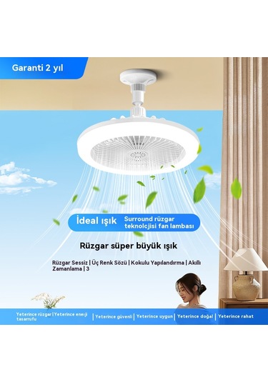 Küçük Fan Işığı Görünmez Yatak Odası Fan Avize 50w