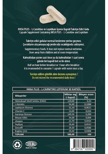 A Plus L-carnitine Lepidium Bitkisel Kapsül Aromasız