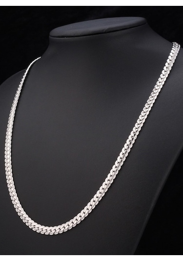 Ezme Hasır Yassı Yılan Model Çelik Erkek Kolye Eck36