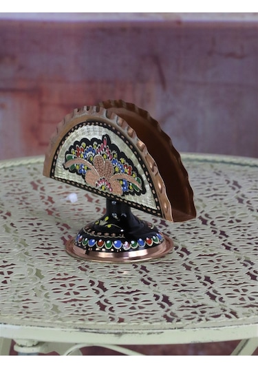 Gül Çiçek Dekoratif Bakır Peçetelik