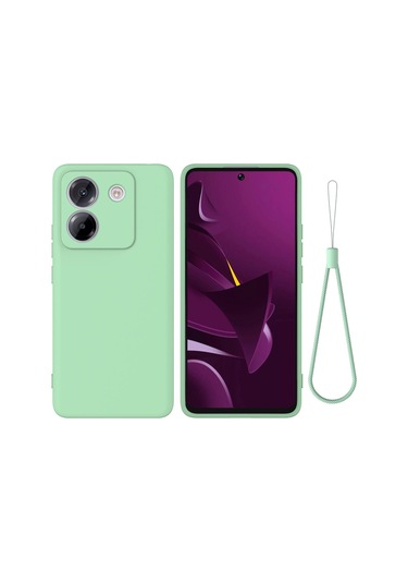 Xiaomi Poco M7 Pro 5g İçin Düz Renk Sıvı Silikon Damlamaz Tam Kapsama Telefon Kılıfı Yeşil