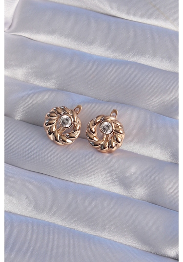 Ezoconcept Xuping Rose Renk Oval Zirkon Taşlı Burgu Model Küpe