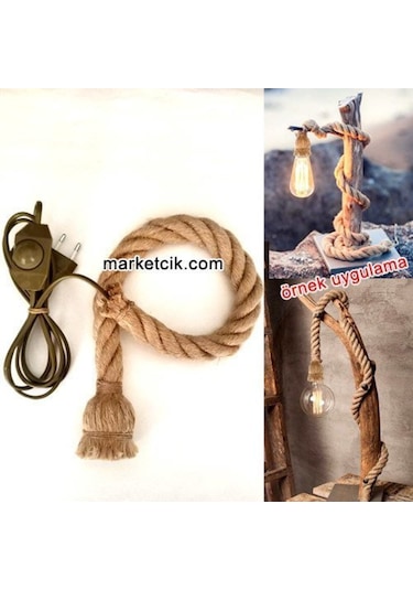 Ağaç Dalı Lambader Yapımı Için E27 Siyah Duylu 2Cm Jut Hasır (550784417)