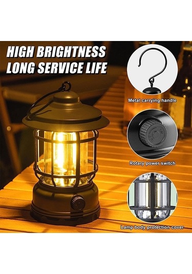 Tongxida Özel Yt1030 Açık Hava Retro Kamp Işığı Acil El Lambası Siyah Çok Renkli Çok Renkli