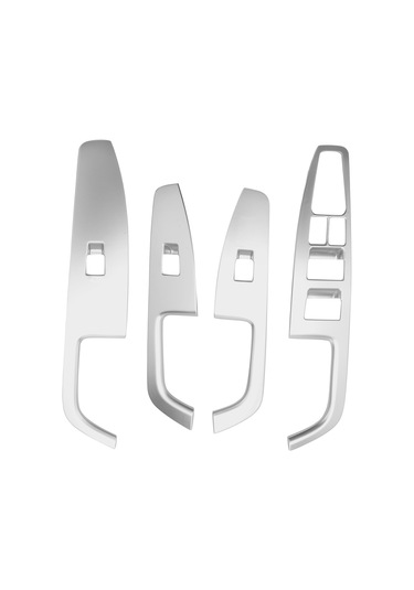 2016-2020 Hyundai Elantra Gümüş Cam Kaldırma Anahtarı Düğme Paneli Kapağı Döşeme Iç Kapı Kol Dayanağı Dekorasyonu Siyah