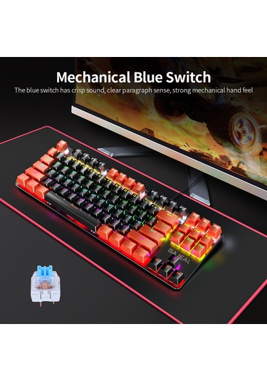 Geeksen Bajeal 87 Tuşlu Rgb Aydınlatmalı Mekanik Oyun Klavyesi - Mavi Switch İle Konforlu Yazım Deneyimi