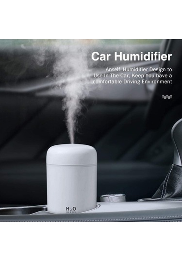 Kosona 300ml Usb Nano Sprey Oto Kapanır Renkli Işıklı Araç/ofis Ev Nemlendirici Gri