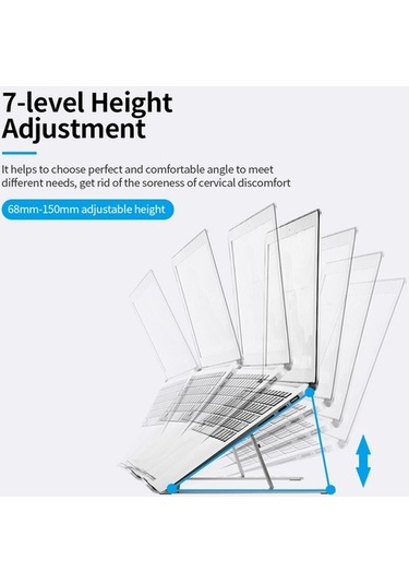 Pazly Seviyeli Ayarlanabilir Alüminyum Dizüstü Bilgisayar Standı - Taşınabilir Ergonomik Tasarım