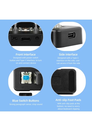 Mk321-pro 3 Tuşlu Mini Özelleştirilmiş Klavye Mekanik Mavi Anahtar Usb+2.4g+bt Bağlantısı Ofis Oyun Multimedya Beyaz