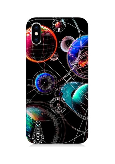 iPhone Uyumlu XS Silikon Kılıf Sci Fi Gezegenler Ve Vektörler