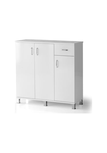 Ahşap Çekmeceli 3 Kapaklı Ayakkabılık Çok Amaçlı Dolap Ckmc3ayk3 001