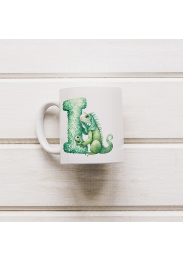 I Harfi Tasarım Bardak, Sevimli Hayvan Temalı Harf Bardağı Beyaz