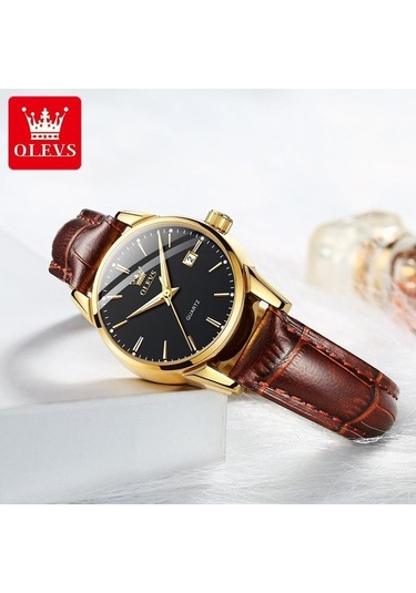 Novahub Çift Takvim Kuvars Kadın Saat - Siyah Paslanmaz Çelik Ve Sığır Deri Siyah