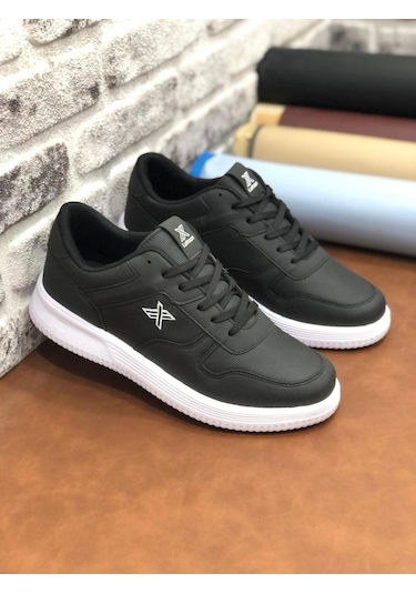 Derilax Luttoon Büyük Numara 45-46-47-48 Ortopedik Erkek Spor Ayakkabı Siyah Beyaz