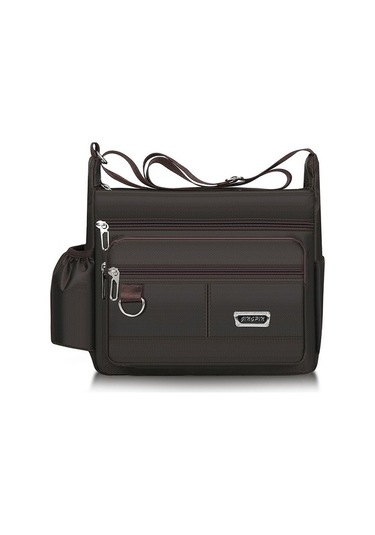 Elite Mc Erkek Omuz Çantası, Çok Fonksiyonlu Çapraz Çanta, Gündelik Iş, Su Sıçramasına Dayanıklı, Su Baskılı Sırt Çantası Kahverengi - Beyaz 928441 Beyaz - Siyah