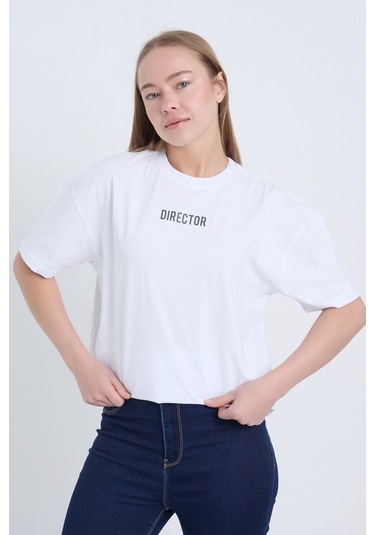 Velvoria Unisex Oversize Beyaz Director T-shirt